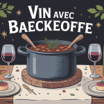 quel vin avec le baeckeoffe, plat et vins blancs sur table alsacienne