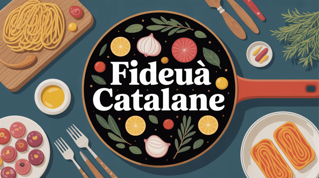 recette fideua catalane, poêle méditerranéenne, fruits de mer et aïoli