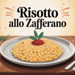 illustration risotto a zafferano crémeux et doré