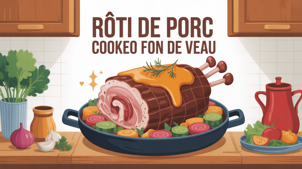 rôti de porc cookeo fond de veau avec sauce et légumes dans cookeo