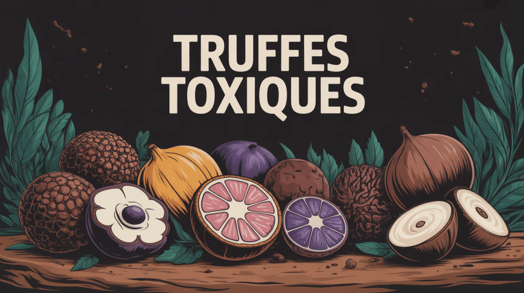 Illustration truffes toxiques et comestibles côte à côte