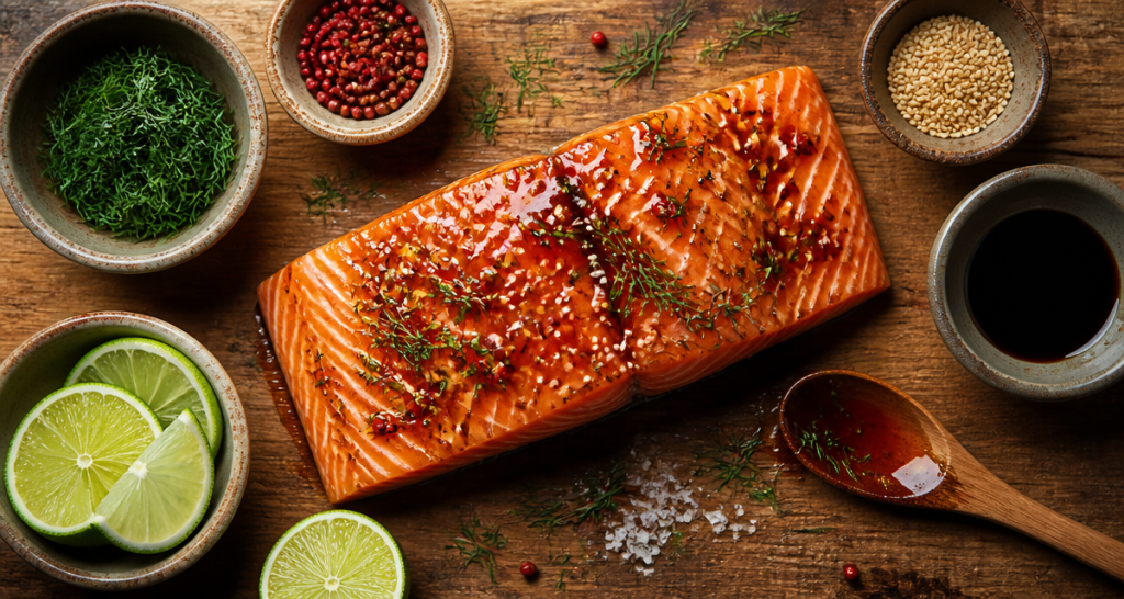 assaisonnement pour saumon avec marinade et épices