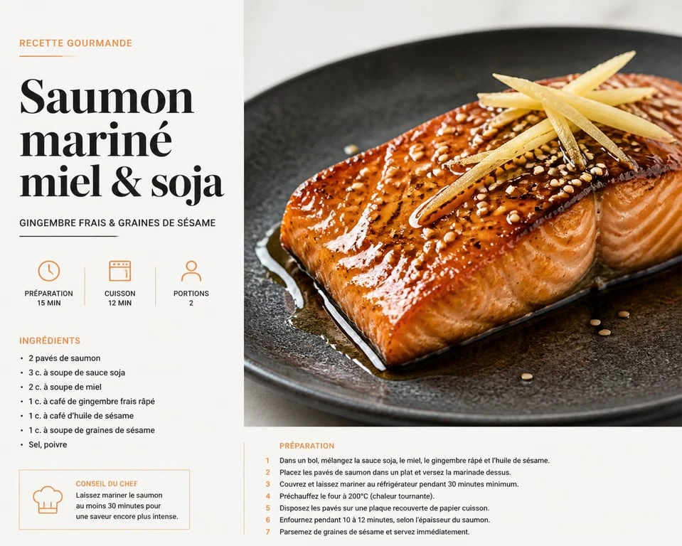 Pavé de saumon mariné au miel et soja, recette simple et savoureuse
