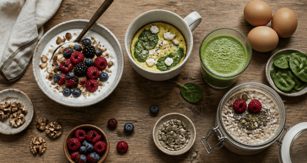 Petit dej proteiné rapide avec 4 recettes express