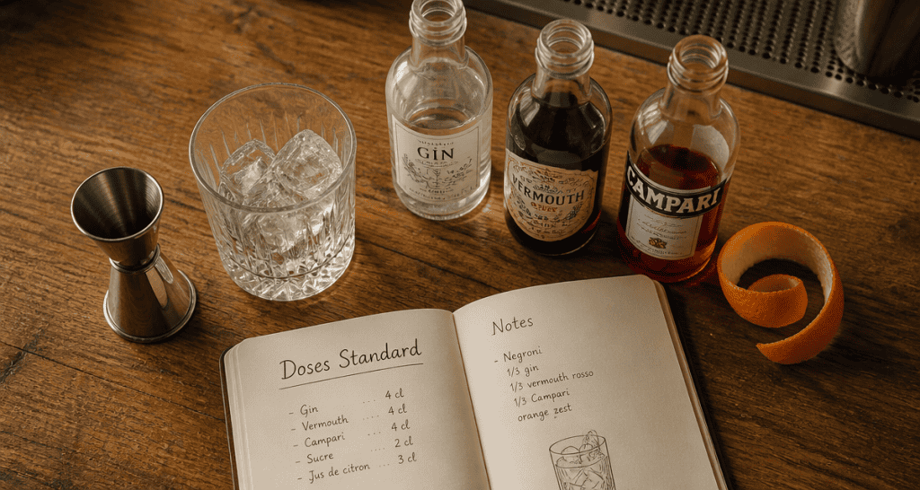tableau dose alcool bar cl jigger verres