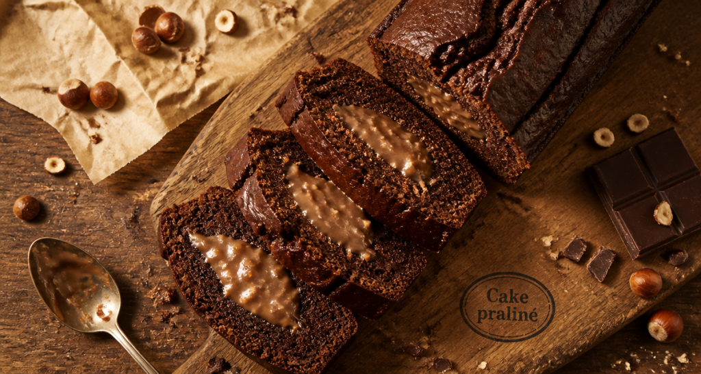 cake chocolat praline coupé cœur fondant