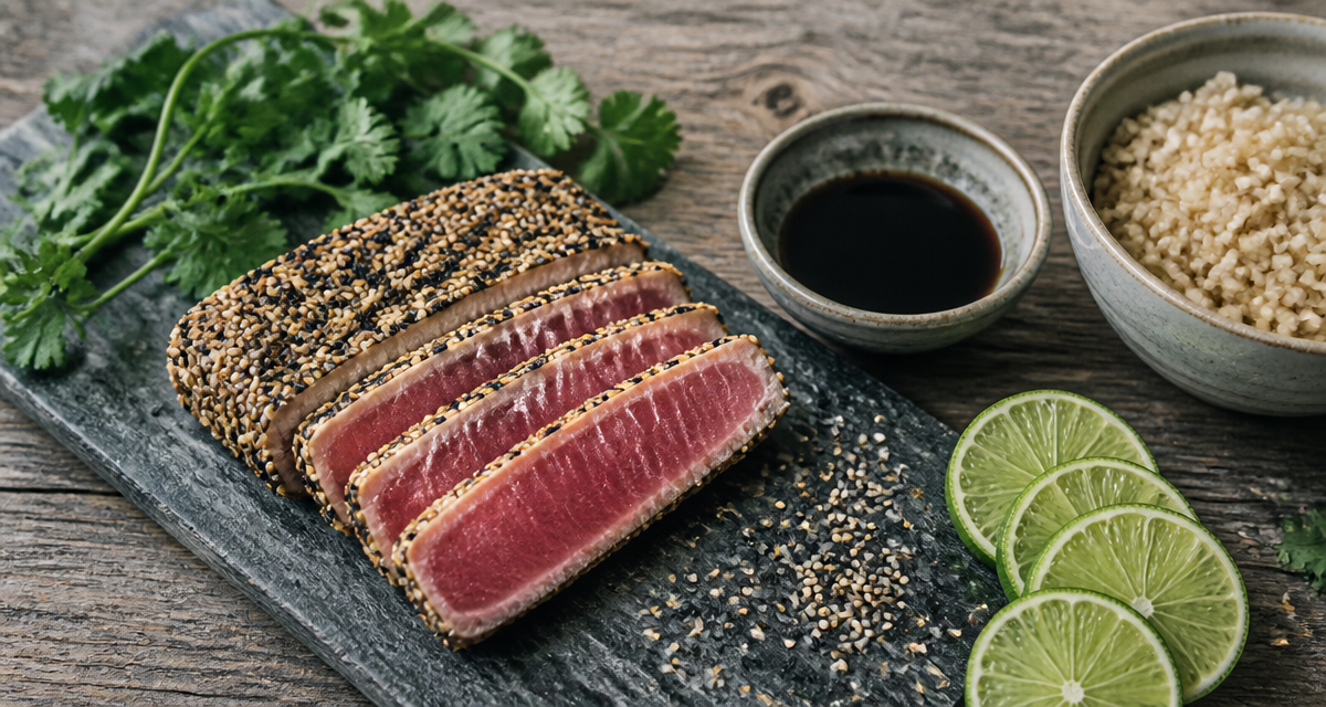 Cuisson d un steak de thon mi cuit en croûte de sésame