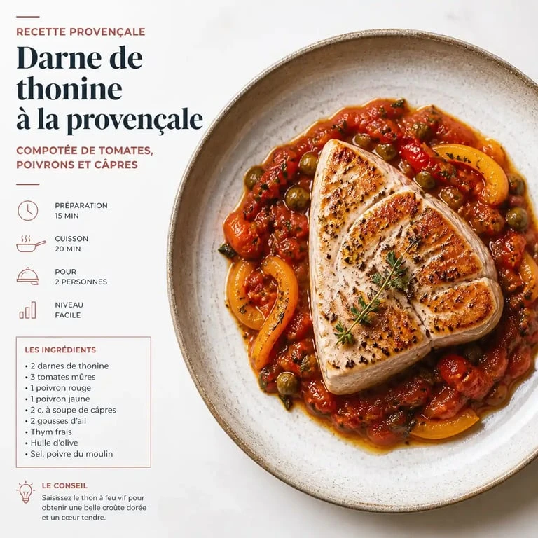 Recette de thonine à la provençale avec compotée de légumes du soleil