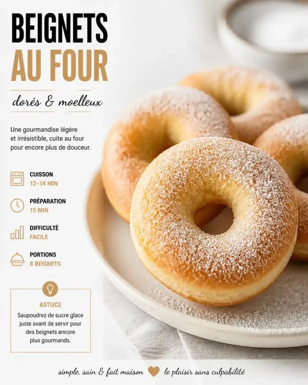 Recette des beignets au four moelleux et dorés sur une assiette