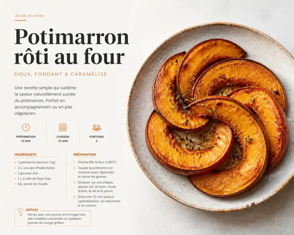 Tranches de potimarron rôties au four prêtes à être dégustées pour une recette de potimarron cuit