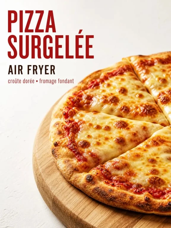Pizza surgelée cuite à la perfection dans un air fryer avec une croûte croustillante et du fromage fondant