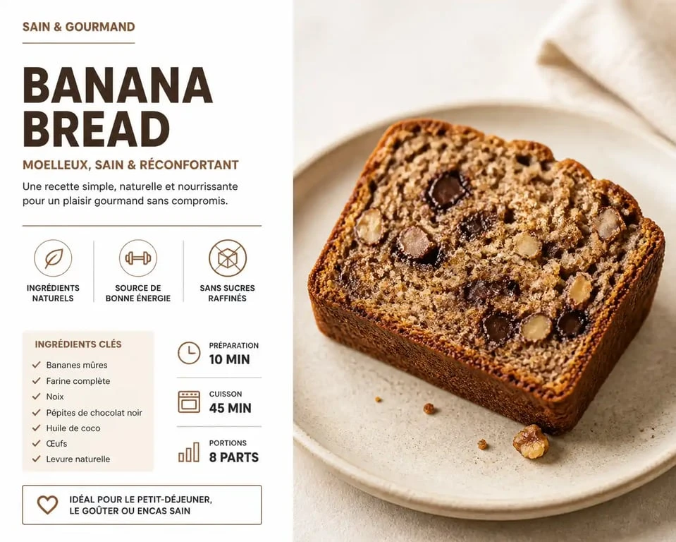 Banana bread recette healthy moelleux et gourmand sur une assiette