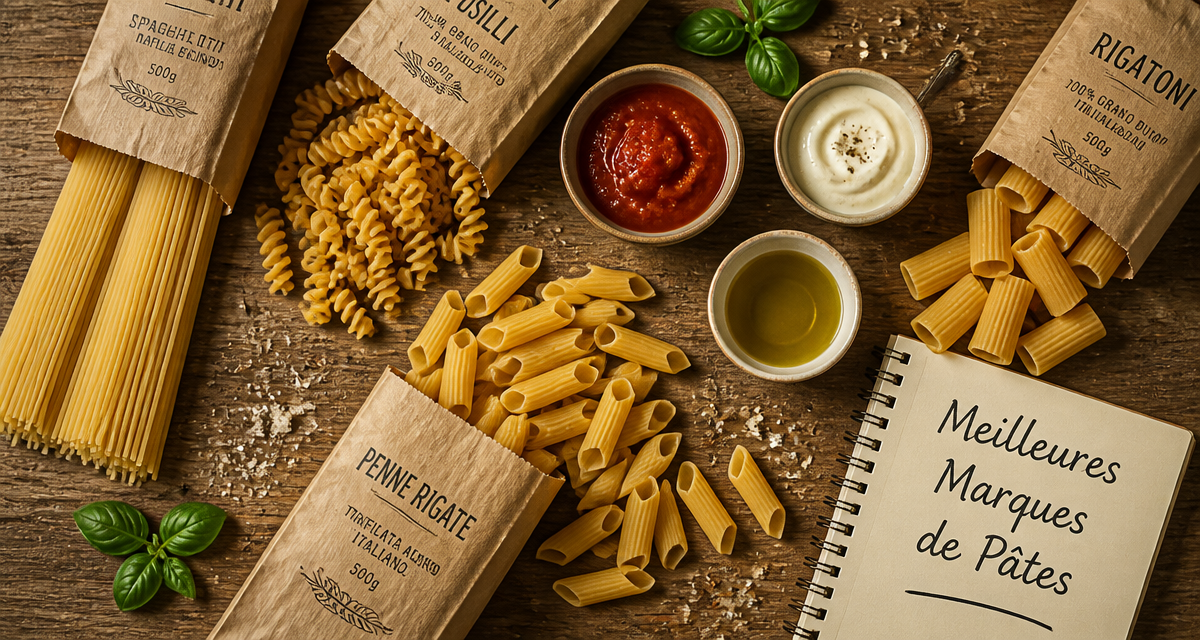 Pates italiennes marques artisanales sur table
