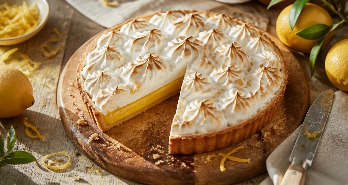 pie lemon maison crème meringue tranchée