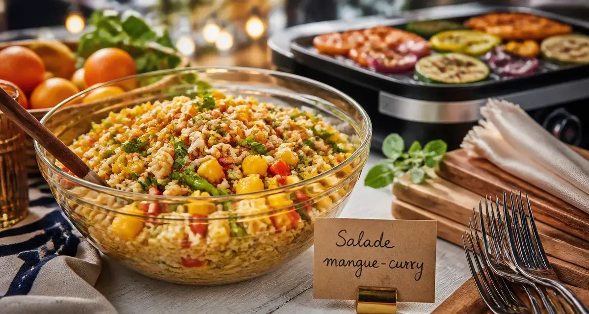 Quel accompagnement avec un barbecue : salade mangue-curry croquante