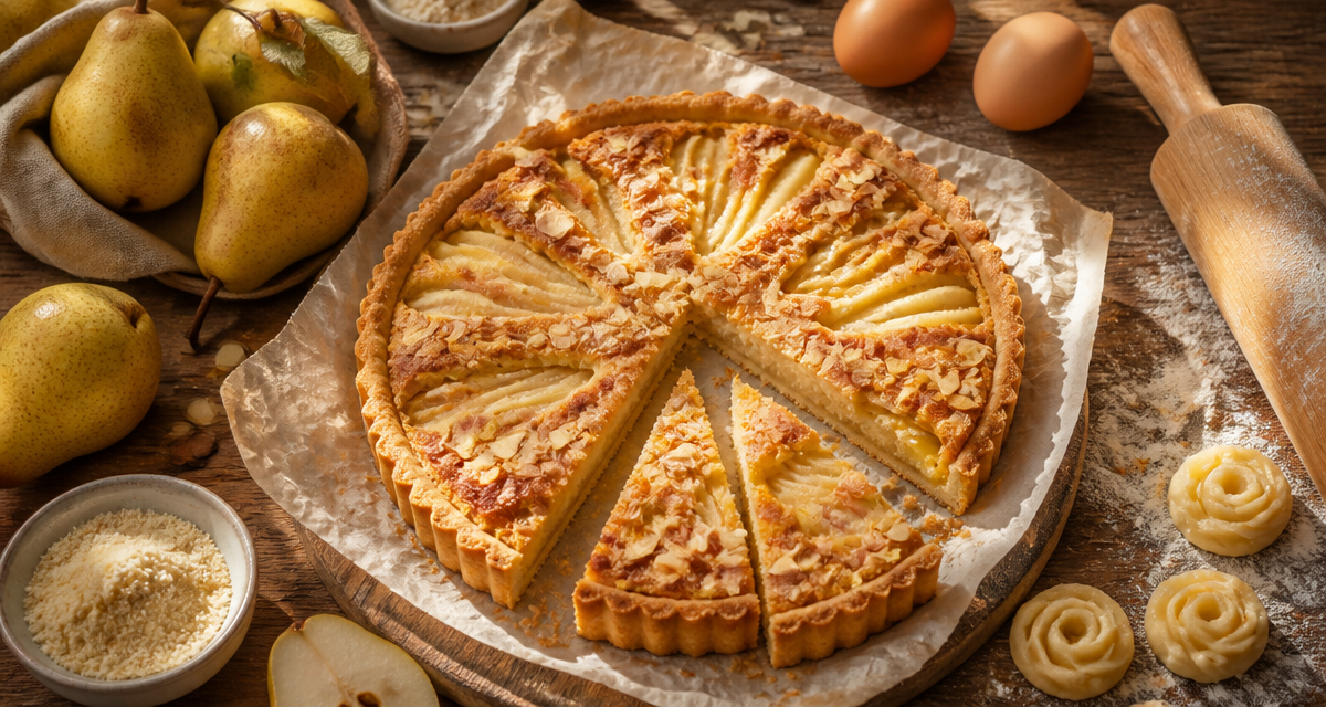 Recette sucrée avec pâte brisée et tarte amandine poire