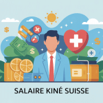 salaire kiné suisse illustration moderne avec francs et bien-être
