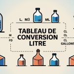 illustration centrale tableau de conversion litre avec unités