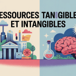 Illustration ressources tangibles et intangibles, stratégie entreprise