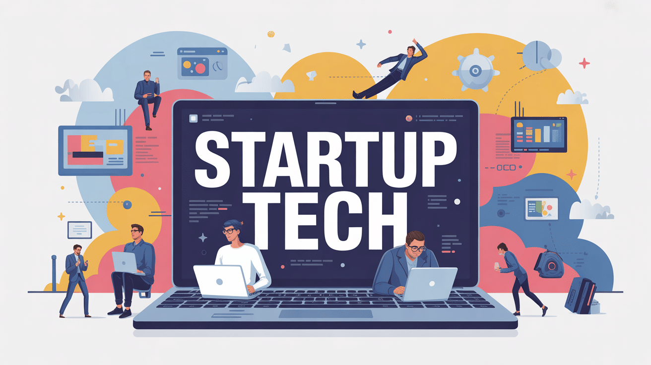 illustration stylisée parcours startup tech