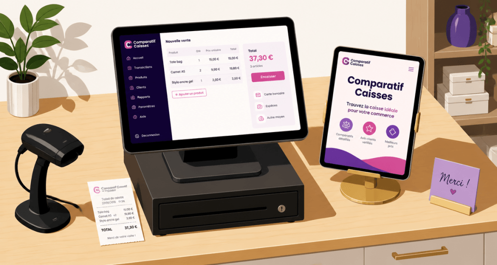 caisse enregistreuse commerce de détail sur comptoir moderne