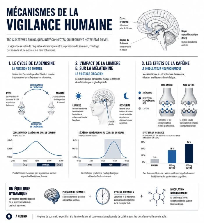 Infographie sur les techniques pour ne pas s'endormir et rester vigilant