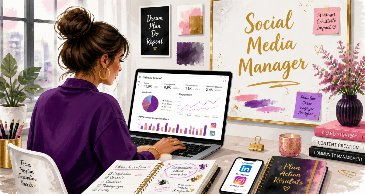 formation social media manager femme analyse graphiques coworking