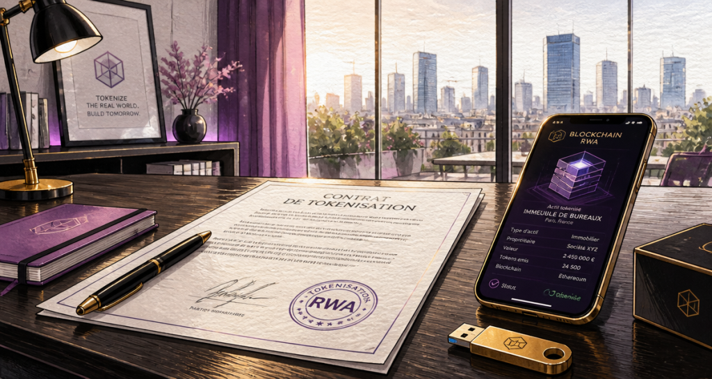 Tokenisation $rwa contrat blockchain smartphone