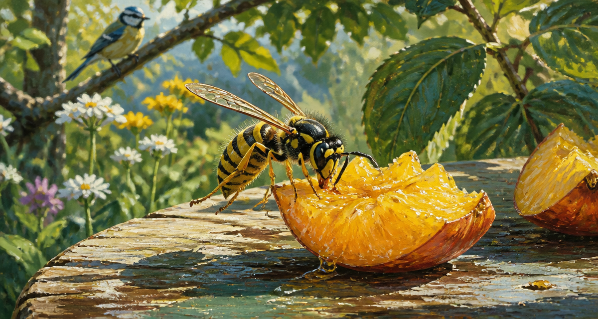 a quoi servent les guepes butinant fruit jardin
