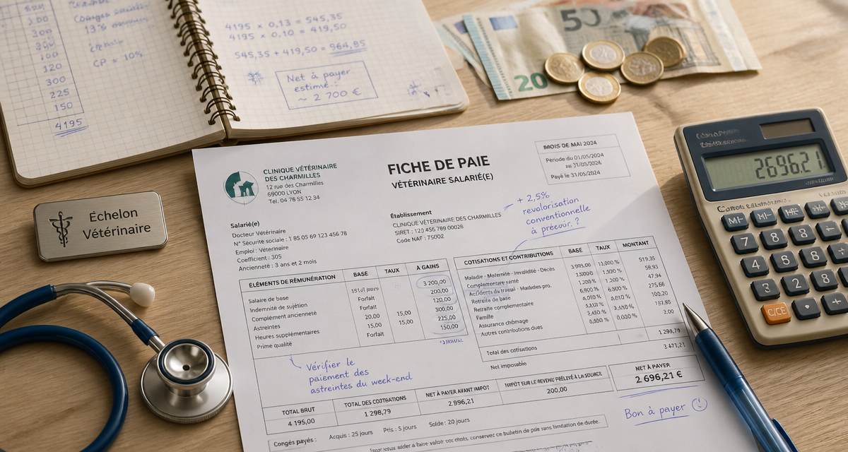 echelon veterinaire fiche paie et calculatrice