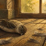 Oiseau mort signification sur parquet ancien