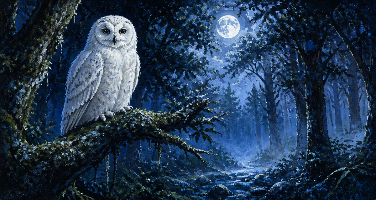signification chouette blanche forêt nuit