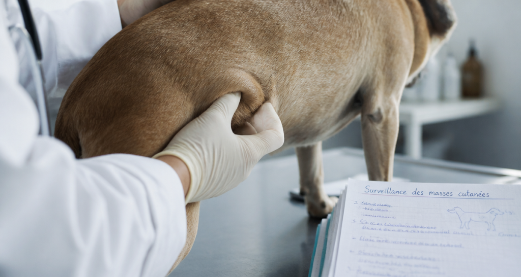 tumeur chez le chien photos vétérinaire palpe masse