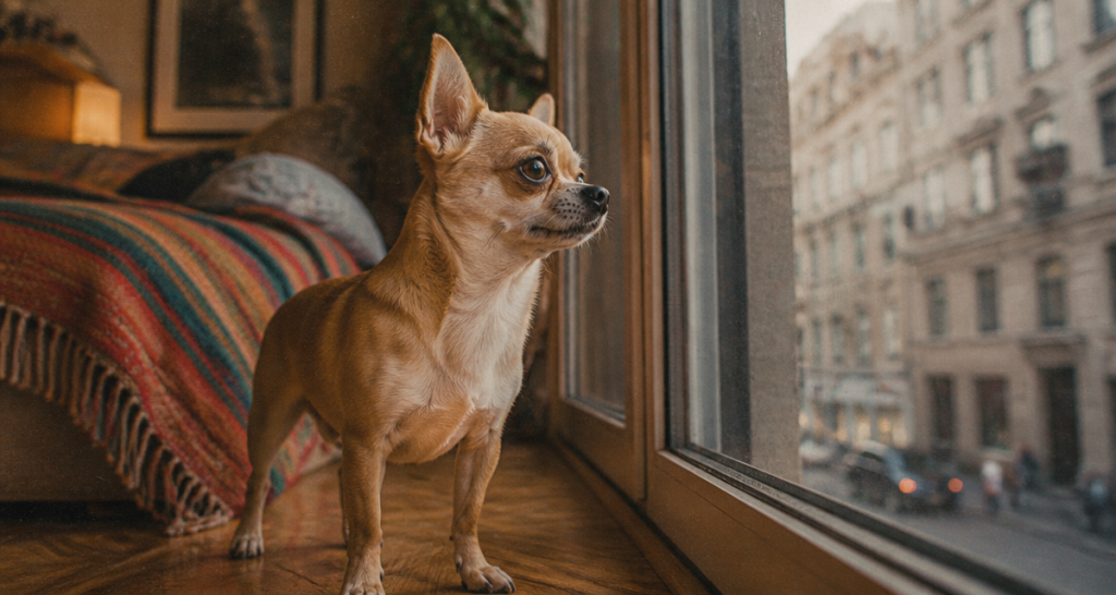 Chihuahua poil court sur parquet