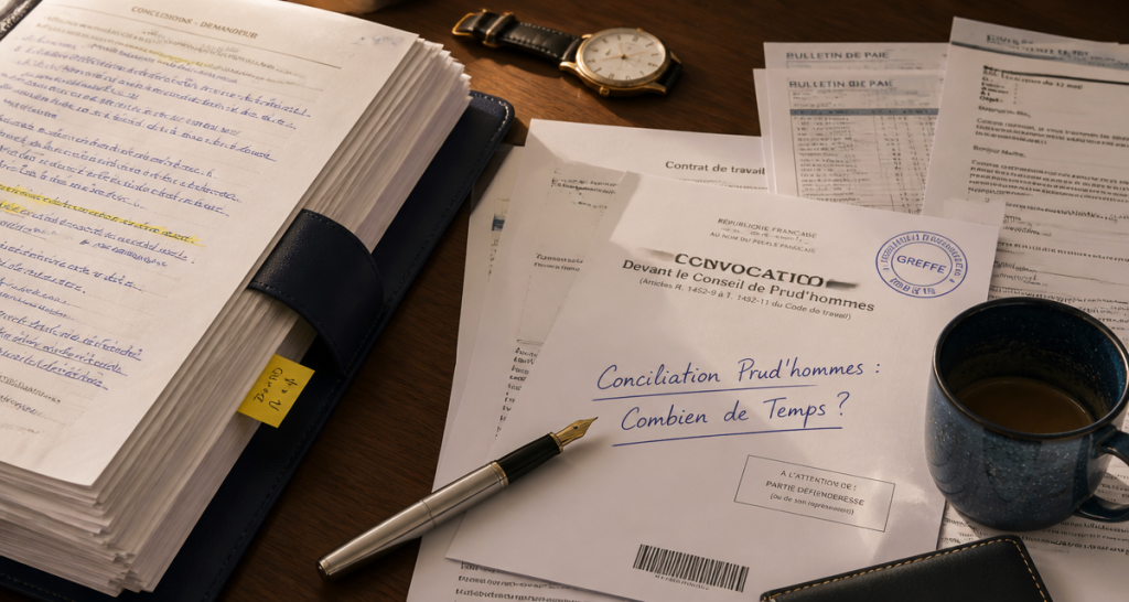 conciliation prud'hommes combien de temps dossier bureau