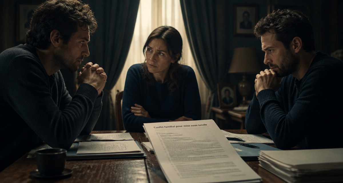 conflit familial pour mise sous tutelle autour d'une table