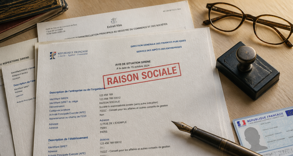 exemple raison sociale sur documents officiels