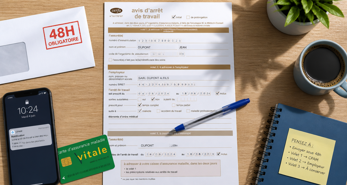 Sanction envoi tardif arrêt de travail employeur formulaire