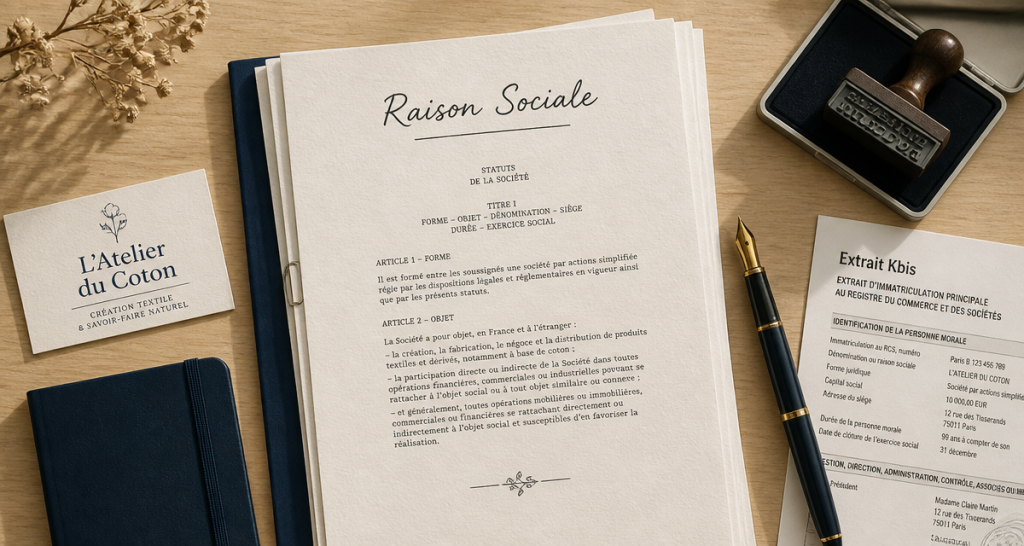 raison sociale d une entreprise sur documents juridiques