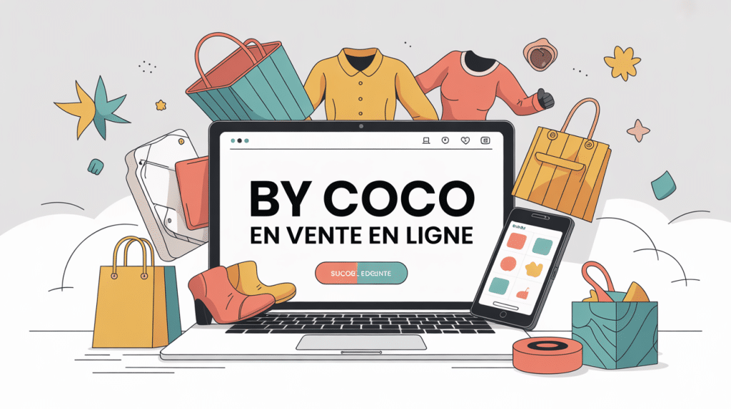 By Coco vente en ligne illustration shopping ordinateur smartphone