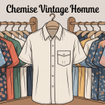 chemise vintage homme sur cintres assortis ambiance boutique retro