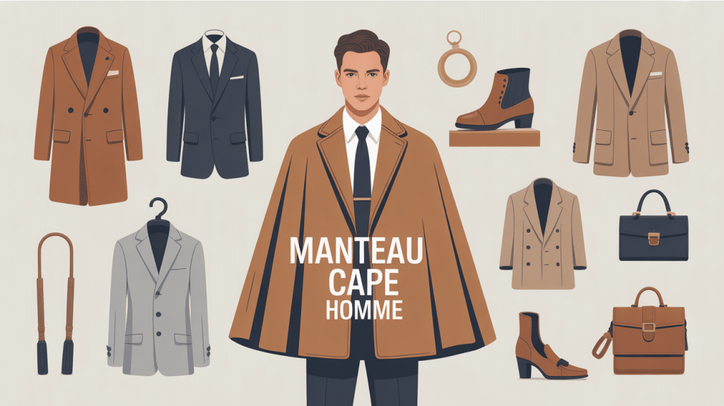 Homme portant un manteau cape pour homme, style moderne urbain