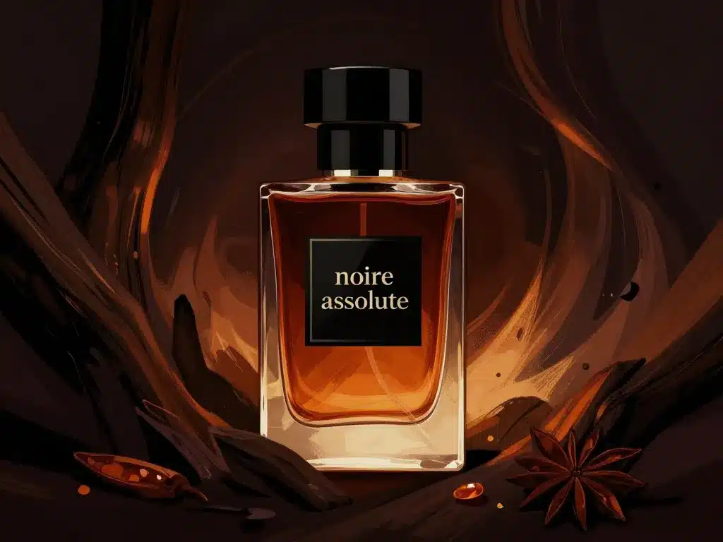 noire absolue parfumerie illustration luxe