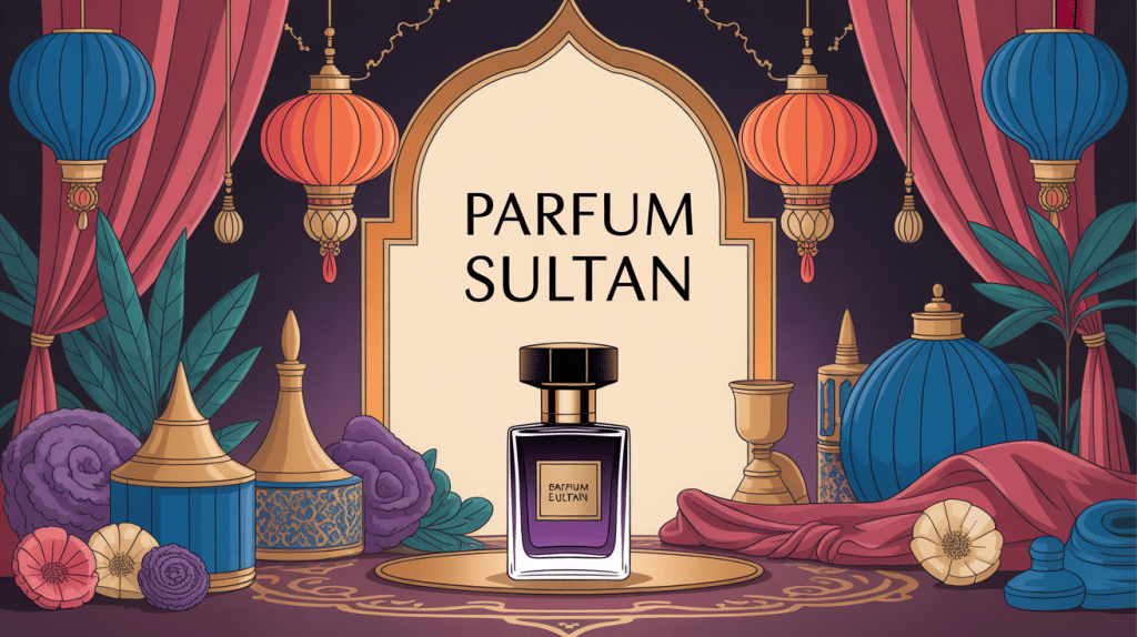 illustration parfum sultan ambiance orientale dorée