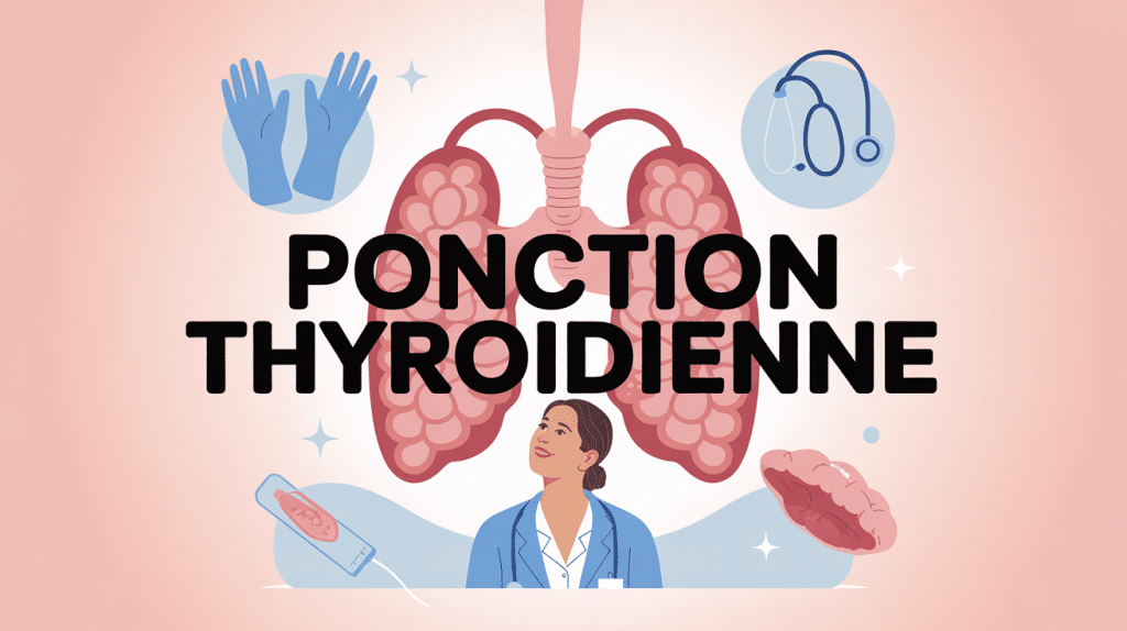 Illustration ponction thyroïde effets secondaires avec aiguille et cou