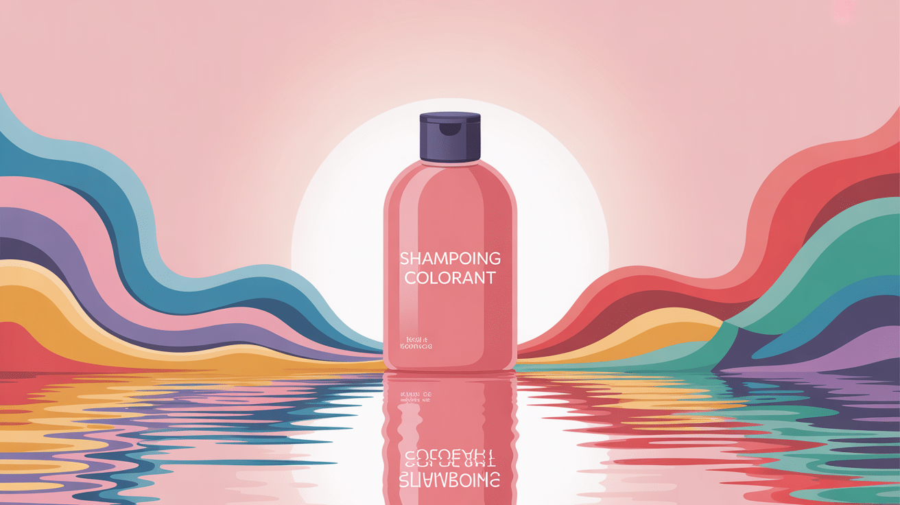 shampoing colorant avis illustration cheveux et flacon