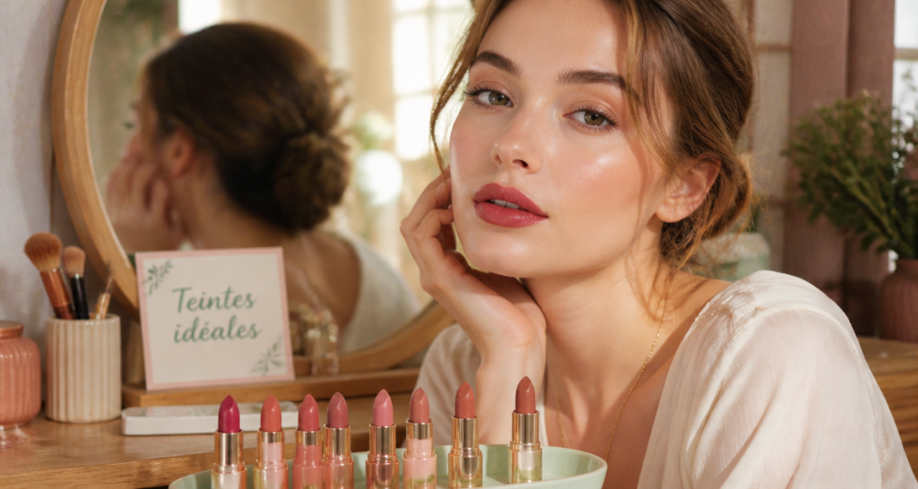 quelle couleur de rouge à lèvres pour peau claire, femme lèvres framboise pêche bois de rose