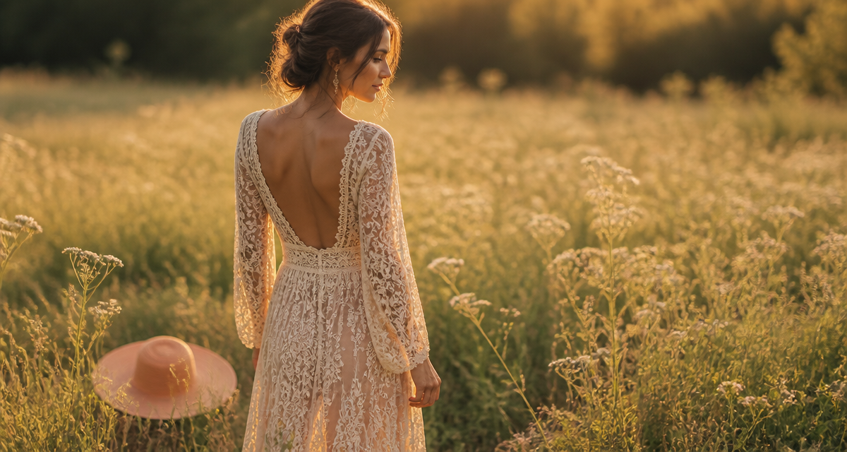 robe boheme dentelle femme champ fleurs