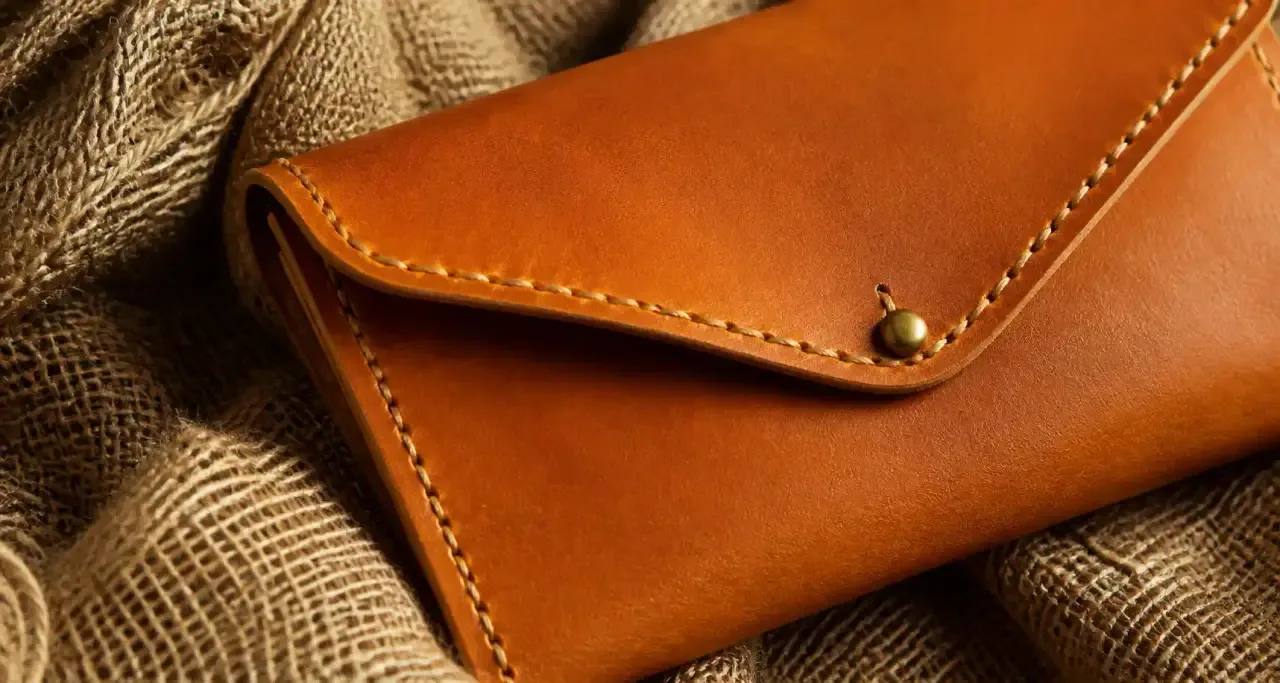 Pochette en cuir végétal, maroquinerie durable artisanale