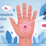 Illustration inflammation cicatrice canal carpien main stylisée